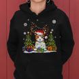 Cat Lovers Cute Eagean Cat Santa Hat Ugly Christmas Sweater Women Hoodie