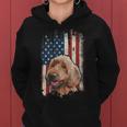 Distressed Goldendoodle American Flag Patriotic Dog Women Hoodie