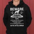 Dog Boston Terrier Beware Crazy Boston Terrier Dog Lady Funny Puppy Lover Women Hoodie