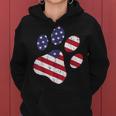 Dog Paw Print American Flag Usa Cute 4Th Of July Fourth Dogs Women Hoodie