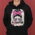 Fighter Messy Bun Pink Warrior Breast Cancer Awareness Women Hoodie