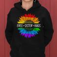 Free Sister Hugs Rainbow Sunflower Lgbt Gay Pride Month Women Hoodie