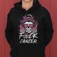 Fuck Breast Cancer Warrior Pink Ribbon Messy Bun Hair Women Hoodie