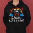 Fun Lgbt Pride Love Is Love Rainbow Doberman Dog Women Hoodie
