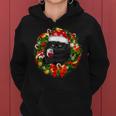 Black Cat And Wine Christmas Wreath Ornament Women Hoodie