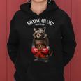 Funny Boxing Champion Raccoon Fighter Women Hoodie