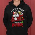 Funny Christmas Santa Claus Drinking Beer Wonderful Time Drinking Funny Designs Funny Gifts Women Hoodie