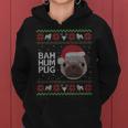 Ugly Sweater Christmas Bah Hum Pug Dog Women Hoodie