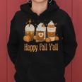 Happy Fall Y'all Latte Coffee Leopard Pumpkin Autumn Women Hoodie