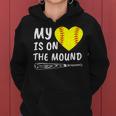 My Heart Is On The Mound Softball Bat Proud Mom Dad Women Hoodie