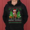 Merry Pitmas Santa Pitbull Dog Xmas Ugly Christmas Sweater Women Hoodie