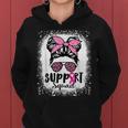 Messy Bun Glasses Pink Support Squad Breast Cancer Awareness Women Hoodie