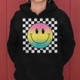 Rainbow Smile Face Cute Checkered Smiling Happy Women Hoodie