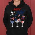 Red White Blue Wine Glass Usa Flag Happy 4Th Of July Women Hoodie