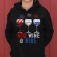 Red Wine And Blue Funny 4Th Of Julys Wine Lover Women Hoodie