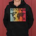 Retro Geography Teacher Cartography Geographer World Map Women Hoodie