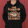 Retro One Thankful Teacher Pumpkin Spice Thanksgiving Fall Women Hoodie