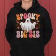 Spooky Big Sis Halloween Sister Ghost Costume Retro Groovy Women Hoodie