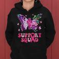 Support Squad Pink Ribbon Butterfly Breast Cancer Awareness Women Hoodie