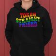 Token Straight Friend Gay Pride Lgbtq Groovy Rainbow Colors Women Hoodie