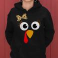 Turkey Face Girl Leopard Bow Thanksgiving Costume Turkey Women Hoodie