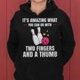 Two Fingers And A Thumb Bowling Player Bowler Gift Outfit Bowling Funny Gifts Women Hoodie
