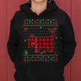 Ugly Christmas Red Plaid Basset Hound Dog Lover Matching Pj Women Hoodie