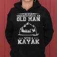 Never Underestimate An Old Man With A Kayak Distressed Women Hoodie