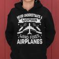 Never Underestimate A Woman Who Fixes Airplanes Mechanic Women Hoodie