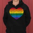 Vintage Distressed Gay Pride Lgbt Rainbow Flag Heart Women Hoodie