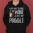 Wine And Puggle Dog Mom Or Dog Dad Idea Women Hoodie