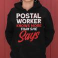 Womens Postal Worker Knows More Than She Says Mailman Postman Women Hoodie
