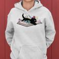 Cute Black Cat Sittin On Floral Book Love Cat Love Reading Reading Funny Designs Funny Gifts Women Hoodie