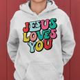 Jesus Loves You Retro Vintage Style Graphic Womens Women Hoodie