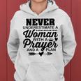 Never Underestimate A Woman With A Prayer And Plan Christian Women Hoodie