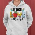Teach Love Inspire Cute Teacher Teaching 1St Day Of School Women Hoodie