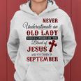 Never Underestimate An Old Lady Love Jesus Born In September Women Hoodie
