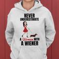 Never Underestimate A Woman With A Wiener Dachshund Women Hoodie