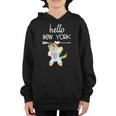 Hello New York Nyc Dabbing Unicorn Girls Kids Funny Quote Youth Hoodie