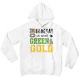 On Gameday Football We Wear Green And Gold Leopard Print Youth Hoodie