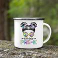 First Day Of Little Miss Pre K Back To School Messy Bun Camping Mug
