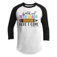 Watch Out 10Th Grade Here I Come First Day Of School Girl Youth Raglan Shirt