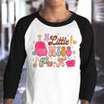 Kids Little Miss Pre-K Baby Girl First Day Of School Groovy Little Miss Gifts Youth Raglan Shirt