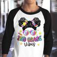 Messy Bun Tie Dye 2Nd Grade Vibes Cute Back To School Gifts Bun Gifts Youth Raglan Shirt