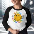 Groovy Hello Kindergarten Vibes Retro Teacher Back To School Gifts For Teacher Funny Gifts Youth Raglan Shirt