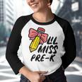 Kids Lil Miss Pre K Cute First Day Of Prek Pre Kindergarten Girls Youth Raglan Shirt