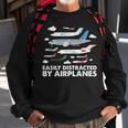 Aircraft Easily Distracted By Airplanes Pilot Aviator Sweatshirt Gifts for Old Men
