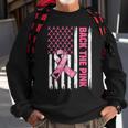 Back The Pink Warrior Flag American Breast Cancer Awareness Breast Cancer Awareness Funny Gifts Sweatshirt Gifts for Old Men