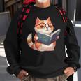 Bookish Cat With Glasses - Cute & Intellectual Design Sweatshirt Gifts for Old Men