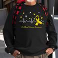Childhood Cancer Awareness Heartbeat Gold Ribbon Sweatshirt Gifts for Old Men